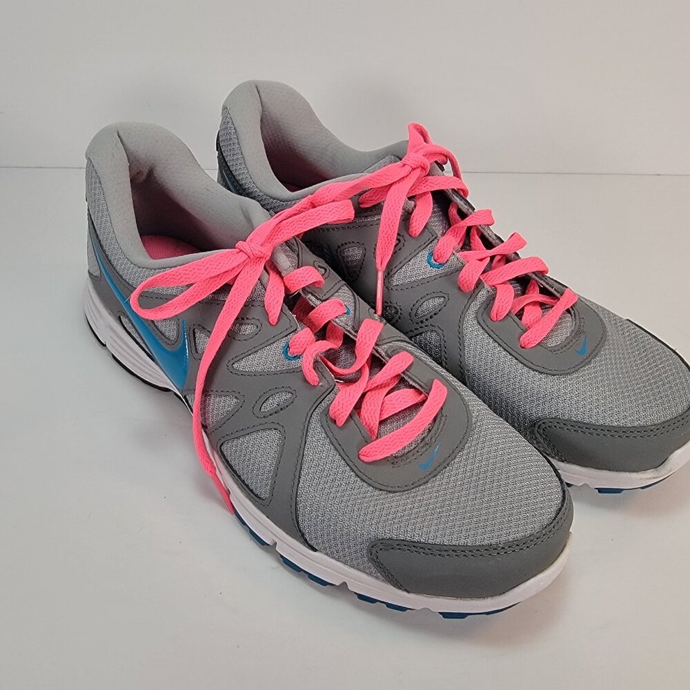 Nike Men's Size 11 Running Shoes Gray Blue Revolution 2 Sneakers-EUC